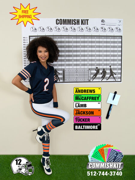 12 Team 20 Round Draft Board Kit with Labels, Marker & Two-Sided Tape