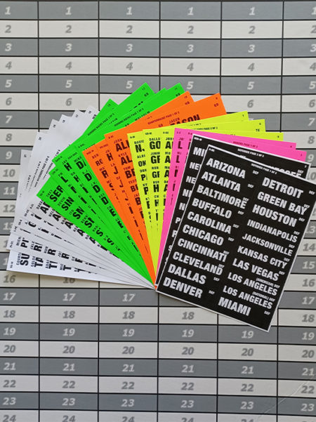 2019 Fantasy Football Draft Board Kit with Over 400 Player Labels Alphabetized by Position Color Coded by Team Paper Board 