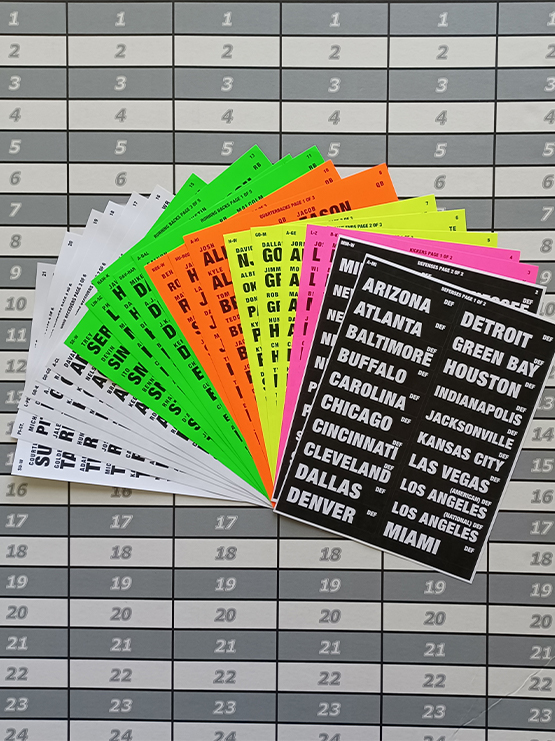Fantasy Football Paper Draft Board Labels Only - 4"x1" Player Labels (375 players and 25 blanks)