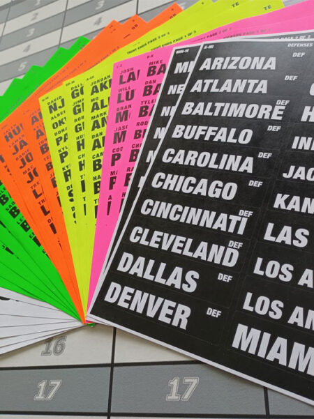 Fantasy Football Paper Draft Board Labels Only - 4"x1" Player Labels (375 players and 25 blanks)