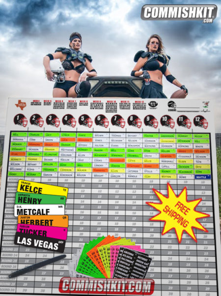 12 Team Stand Up Draft Board Kit with Bye Weeks, Labels & Marker