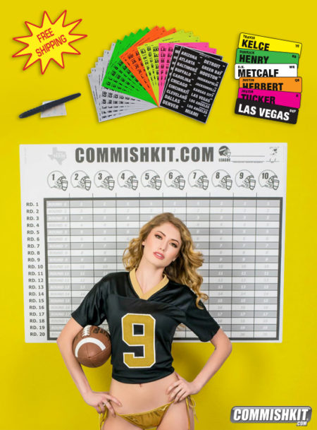 10 Team 20 Round Draft Board Kit with Labels, Marker & Two-Sided Tape