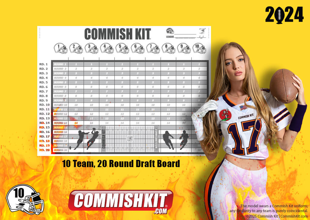 Fire Sale: 10 Team 20 Round Draft Board Kit with Labels, Marker & Two-Sided Tape 10% OFF