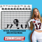 Commish Kit 10-team 20-round fantasy football draft board bye weeks