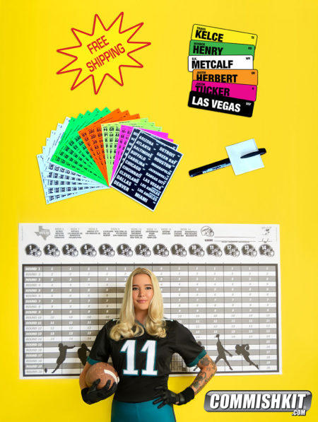 2023 BYE WEEKS 14 Team 20 Round Draft Board Kit with Labels, Marker & Two-Sided Tape