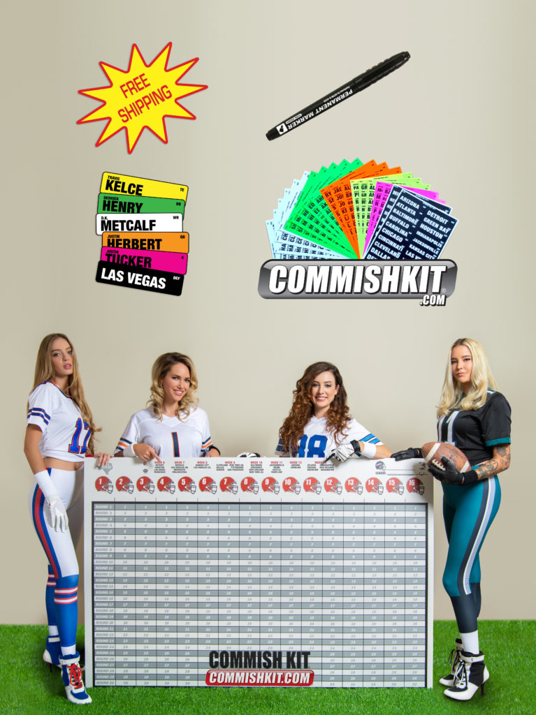 10 Team Stand Up Draft Board Kit with Labels and Marker - Commish Kit