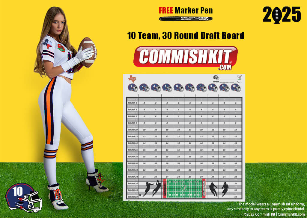 10 Team Stand Up Draft Board Kit with Labels and Marker